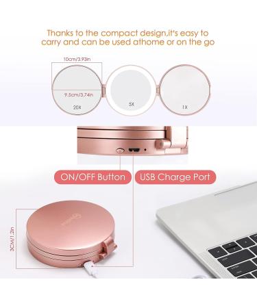 MIYADIVA Magnifying Mirror with Light | 3 Side 20X 5X 1X Magnification | Travel Makeup Hand Mirror - Buy Online on GoSupps.com