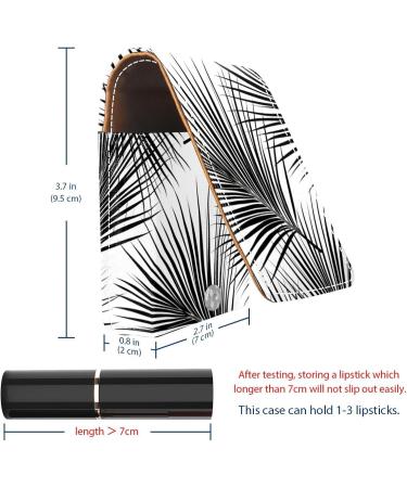 Travel Lipstick Organizer Case - Portable Makeup Bag with Mirror | Black Palm Leaf Design - Buy Online on GoSupps.com