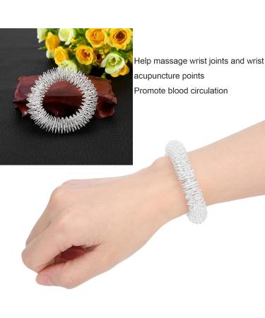 Silver Wrist Massage Ring - Acupressure Bracelet for Hand Joint Relief | International Shipping Available - Buy Online on GoSupps.com