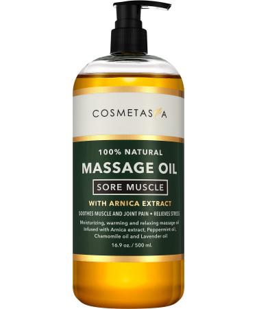Cosmetasa Sore Muscle Massage Oil - 16.9 oz Soothes Muscle and Joint Pain with Arnica Extract, Peppermint, Chamomile, and Lavender Oil 1.06 Pound (Pack of 1)