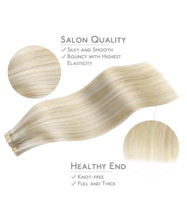 Salife Real Hair Extensions - 40PCS 60G 25cm Ashblond Highlights Tape In Extensions Invisible Seamless Soft & Natural #17a/60a - Buy Online on GoSupps.com