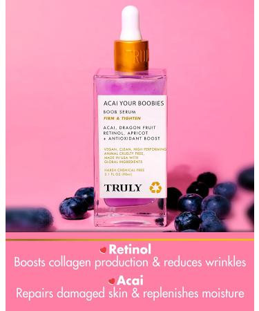 Truly Beauty Acai Your Boobies Serum - Natural Breast Enhancement for Perky and Firm Bust | Organic, GMO-Free | 3.1 oz - Buy Online on GoSupps.com