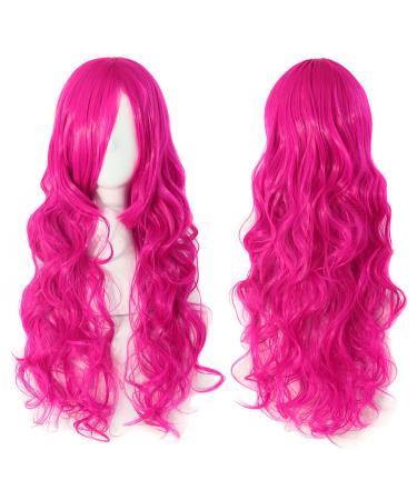 MapofBeauty 70cm Long Curly Wig for Women - Carmine Pink Curly Hair - Best Quality & Fast International Shipping - Buy Online on GoSupps.com