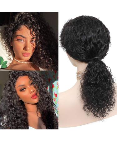 CYNOSURE 16 Inch Water Wave Wig with Bangs | 150% Density Glueless Human Hair for Black Women | Natural Black Non-Lace Front Wig | Pack of 1 - Buy Online on GoSupps.com
