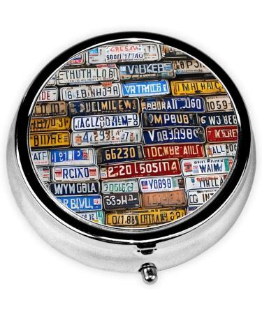 Buy License Plate Mini Round Pill Box - 3 Compartment Travel Organizer for Pills - Portable Pill Case for Home & Office - Buy Online on GoSupps.com
