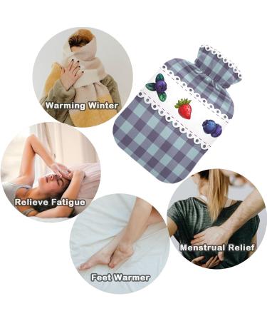 Naanle Plaid Strawberry Blueberry Transparent Hot Water Bottle - 1L Heating Therapy for Bed & Pain Relief | Ideal for Hands & Feet - Buy Online on GoSupps.com