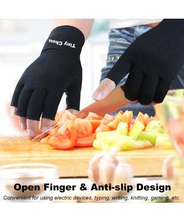 Tiny Chou Arthritis Compression Gloves 2 Pairs for Women Men - Pain Relief for Rheumatoid Osteoarthritis Carpal Tunnel - Pink Grey Anti-Slip Fingerless Hand Support - Buy Online on GoSupps.com