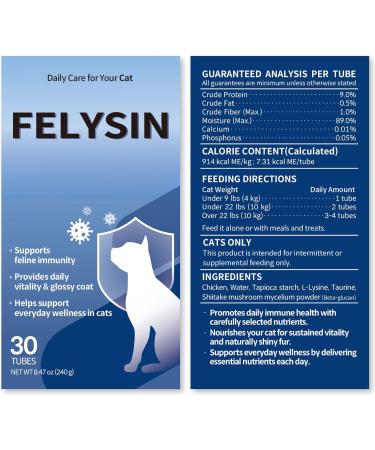Doctor By FELYSIN (Feline + L-lysine) L-lysine for Cats Lysine Supplements Immune Support Allergy Relief Sneezing Runny Nose Watery Eyes Respiratory Treatment with Beta-glucan 30 Lickable Formula - Buy Online on GoSupps.com