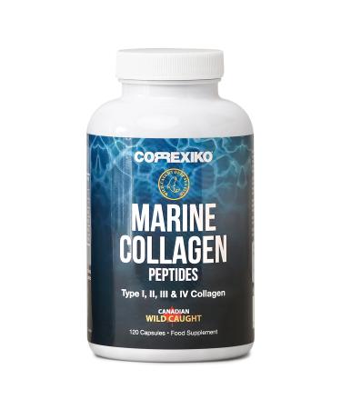 CORREXIKO Marine Collagen Pills High Strength 2200mg Anti-Ageing Tablets (Canadian Wild-Caught Fish not farmed) Hyaluronic Acid VIT C & Minerals for Skin Hair Nails Bones & Joints Flavourless 120 Count (Pack of 1)