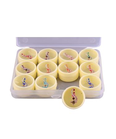 Round Bindi Box Multicolored Crystal Bindis Bridal face Jewels Forehead Tika Pack of 12 Bindis DESIGN08