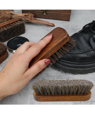Shoe Brush 2 Wooden Boot Brush Polish Brushes Kit Shoe Shine Brush Cleaning Brushes Horsehair Brush for Leather Shoe Cleaning Buffing Polishing - Buy Online on GoSupps.com