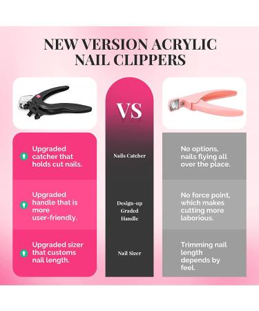 AIRSEE Adjustable Nail Clipper for Acrylic Nails with Sizer and Catcher - Nail Tip Cutter with Length Measurement Dial for Salon or Home Manicure - Black - Buy Online on GoSupps.com