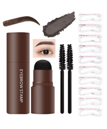 LXZJJM Eyebrow Stamp Stencil Kit - Long-lasting Smudge-free Brow Makeup | Natural and Smooth Texture | Multifunctional | Includes 10 Brow Shapes & Stamps | Reusable eyebrow stencils (04#black)
