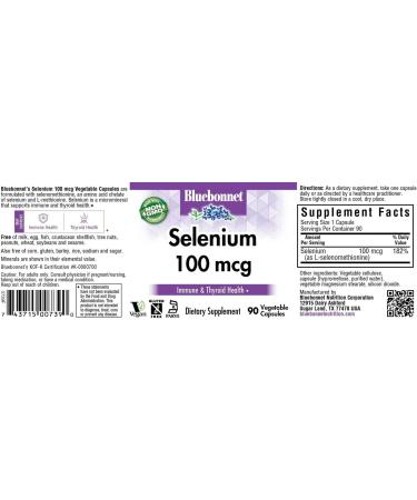 Bluebonnet Nutrition Selenium 100 mcg - 90 Vcaps | High-Quality Antioxidant Support - Buy Online on GoSupps.com