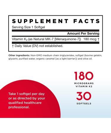 Jarrow Formulas MK-7 Vitamin K2 180 mcg - 30 Softgels | Most Active K2 Supplement - Buy Online on GoSupps.com