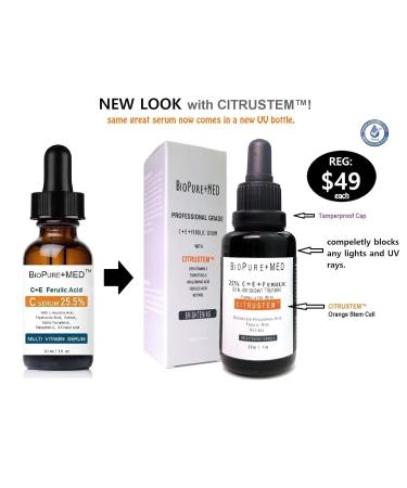 BioPureMED 25% Vitamin C Serum with Ferulic Acid & Tripeptide-5 | Anti-Wrinkle Face Moisturizer - Best Korean Organic Formula (2 Pack - Buy Online on GoSupps.com