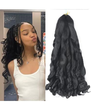 French Curly Braiding Hair 16 Inch 8 Packs Curly Braiding Hair Pre Stretched for Box Braids French Curls Braiding Hair French Curl Crochet Braids Bouncy Loose Wavy Spiral Curl Braiding Hair French Braid Hair Extensions(1...