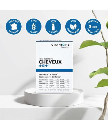 GRANIONS Pro Keracys 4-in-1 Anti-Hair Loss + Strength + Growth + Shine 3 Months Size: 2 x 90 Capsules + 90 Capsules Free Made in France - Buy Online on GoSupps.com