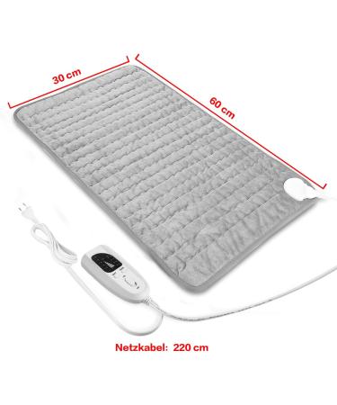 Heating Cushion 30x60cm - Soft Flannel Heat Cushion for Back Neck & Stomach with Automatic Shutdown - Silver Gray - Buy Online on GoSupps.com