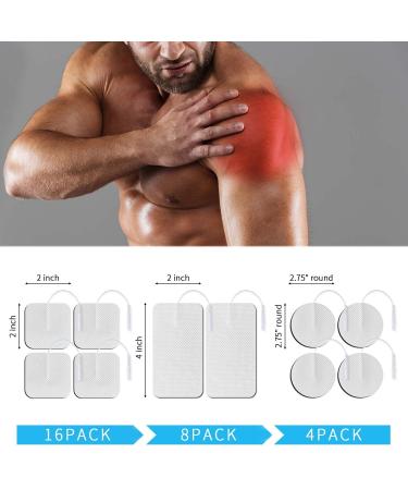 28PCS TENS Unit Replacement Pads - Premium Reusable Electrode Pads for Muscle Stimulator - 8 Large 2x4, 16 Medium 2x2, 4 Round 2.75 - Buy Online on GoSupps.com