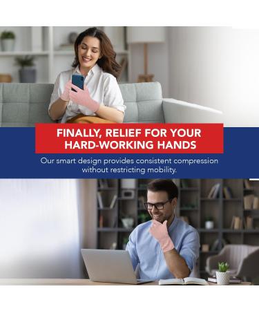 Doctor Developed Full Fingered Arthritis Compression Gloves (Pink) + Handbook for Joint Conditions, Raynaud's, Carpal Tunnel - Size M - Buy Online on GoSupps.com