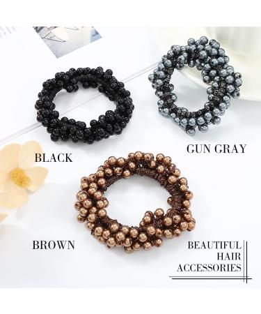 Brinie Champagne Hair Ties - Pearl Bead Scrunchies for Women & Girls (Pack of 3) - Buy Online on GoSupps.com