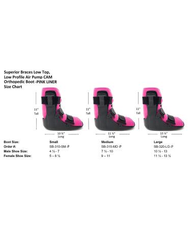 Medium Low Top Air Pump CAM Medical Walker Boot for Ankle Injuries - Size 8 1/2 - 11 1/2 (Women) | 7 1/2 - 11 (Men) | Pink Liner - Medium Size - Buy Online on GoSupps.com