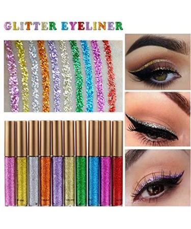 10-Piece Sexy Women s Glitter Eyeliner Set - Waterproof Pigmented Liquid Makeup in Red White & Gold - Easy to Wear International Shipping - Buy Online on GoSupps.com