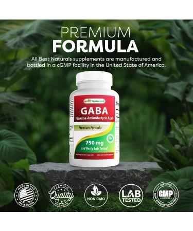 Best Naturals GABA Supplement 750mg 180 Veggie Capsules Naturals Sleep Aid - Buy Online on GoSupps.com