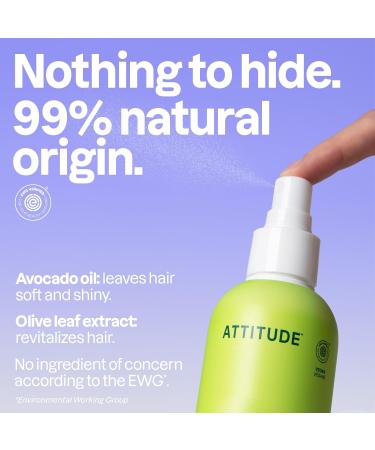 ATTITUDE D m lant Sans Rincage pour Cheveux Nourrit & Apaise les Cheveux Extrait Huile d'Avocat & Feuilles d'Olivier Soin Capillaire V gane Produit Coiffant Parfum Poire & Ambre 240 mL - Buy Online on GoSupps.com