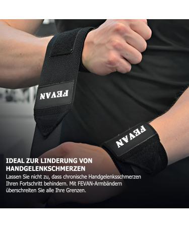 FEVAN PACK 2 Adjustable Fitness Bracelets - Unisex Wrist Tendinitis & Carpal Tunnel Support - Black CrossFit Bracelets for Pain Relief - Buy Online on GoSupps.com