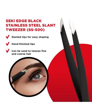 Seki Edge Black Stainless Steel Slant Tweezer (SS-500) - Precision Tweezers for Ingrown Hair, Eyebrows, and Splinters | Professional-Grade Tool - Buy Online on GoSupps.com