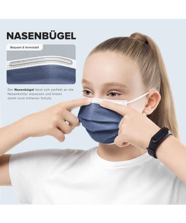 Small Royal Blue Disposable Face Masks - Pack of 50 | Made in Germany | CE Certified | Triple Layer Filtration | Elastic Earloops | Breathable | Type IIR - 99.78% Filtration - Buy Online on GoSupps.com