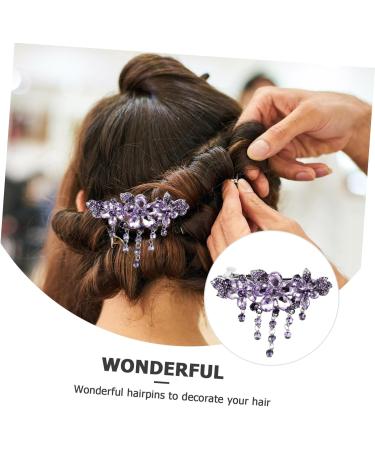 MAGICLULU Hairpin Lady Hair Clip Hair Barrettes Accessories Fashion Hair Clips Hair Jewelry for Braids Rhinestone Trim Decor Women Barrette Crystal Back of Head Miss Zinc Alloy Purple - Buy Online on GoSupps.com