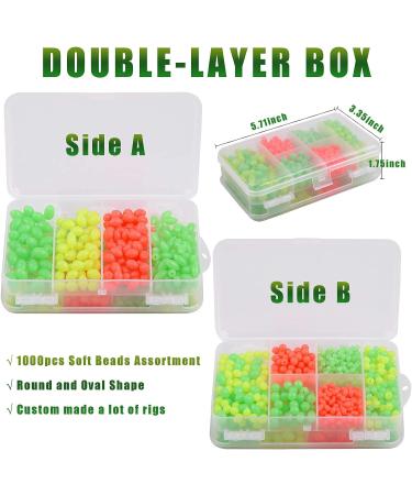 JSHANMEI 1000pcs Fishing Beads Assortment Set - Soft Plastic Glow Beads Mix Color for Fishing Tackle and Rigs | Saltwater Bait Eggs in Oval Round Shape - Buy Online on GoSupps.com