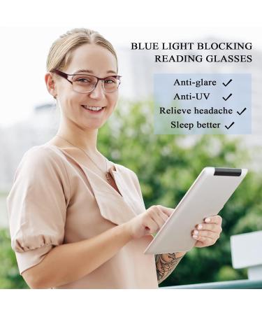 3 Pack Women's Reading Glasses - Fashion Blue Light Blocking Metal Frames Lightweight Spring Hinge 1.75x Magnification - Buy Online on GoSupps.com