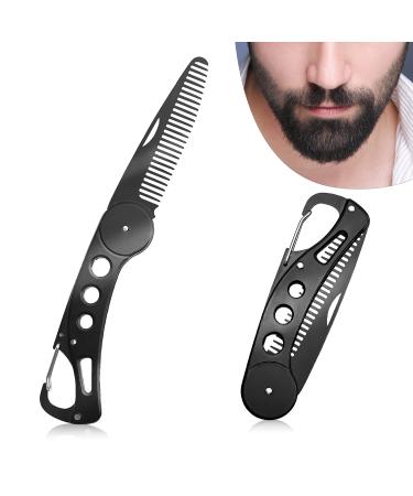 Beard Comb Steel Folding Beard for Men Grooming & Combing Hair Beards Mustaches Beard & Mustache Styling Comb Folding Pocket Beard Comb Teeth Beard Comb for Men Anti-Static 9.5 * 3 * 1.5 cm