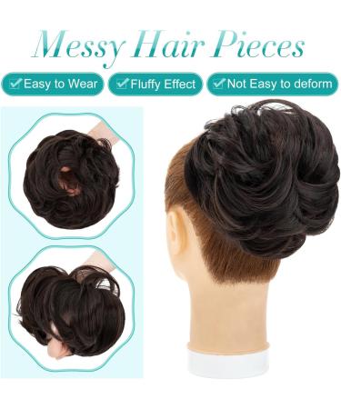 S-Noilite Dark Brown Curly Hair Scrunchie Bun for Women - Synthetic Chignon Ponytail Extension - Buy Online on GoSupps.com