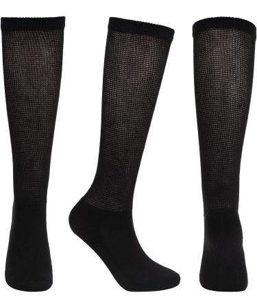 Athlemo Bamboo Diabetic Knee High Socks 4 Pairs - Men & Women, Cushioned Sole, Seamless Toe, No-Binding, Soft - Size 9-11, Black - Buy Online on GoSupps.com