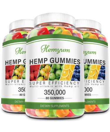 Hemp Gummies 3 Packs High Potency - for Sleep Pain Anxiety - Pure Organic Supplement - with Natural Hemp Oil Extract Gummy Edibles Vegan Non-GMO