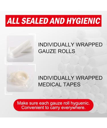 240 Pack Premium Rolled Gauze Bandages - 4x4.1 Yards Individually Wrapped Breathable First Aid Supplies for Wounds - Medical Supplies - Buy Online on GoSupps.com