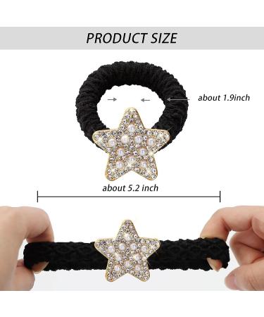 Crystal Rhinestone Elastic Hair Ties Black Diamond Ponytail Holder Set for Women and Girls | 12pcs-1 BlackSet1 - Buy Online on GoSupps.com