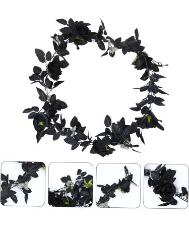 Zerodeko 4 Pcs Black Rose Vine Black Floral Garland Green Home Decor Silk Rose Garland Goblincore Room Decor Artificial Flower Garland Artificial Rattan Silk Flower Household - Buy Online on GoSupps.com