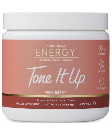 Tone It Up Energy Booster - Pre Workout Powder for Women - 14 Servings - Caffeine and Electrolytes Provides Energy and Focus - Non-Dairy Gluten Free, Kosher, Non-GMO - Very Berry - 10g of Protein Pre-Workout Energy Boost 9…