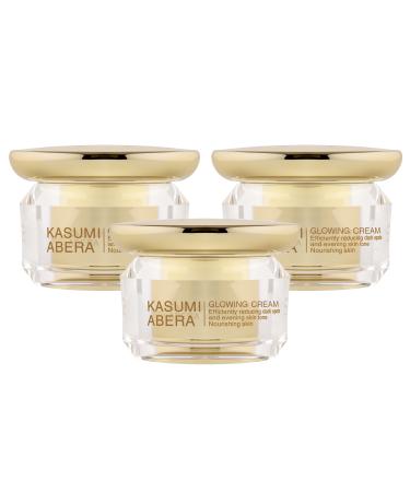 ABERA Kasumi Glowing Cream Hydrating Facial Moisturizer with Herbal Extracts Smoothing Effect (0.7 oz Each 3-Box Set)