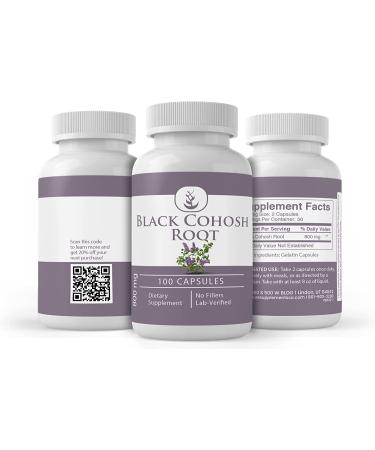 Pure Black Cohosh Root Capsules - 100 Count | Lab Verified, No Additives | 100% Original Ingredients - Buy Online on GoSupps.com