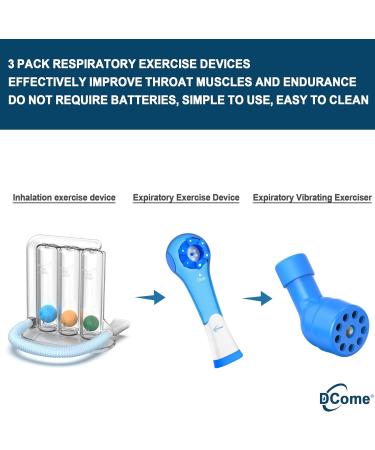 3 Pack Respiratory Exercise Devices with 3 Sized Steel Balls - Strengthen Throat Muscles and Expel Mucus - Adjustable Gears for Different Resistance - Buy Online on GoSupps.com