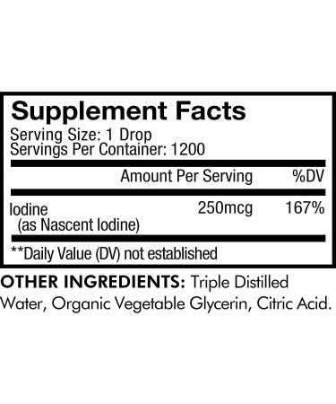 Codeage Organic Iodine Drops 250mcg - 1+ Year Supply - Nascent Liquid Iodine Supplement - Vegan - 2 fl oz - Buy Online on GoSupps.com