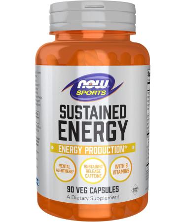 NOW Sports, Sustained Energy Energy Production* Mental Alertness* Sustained Release Caffeine with B Vitamins 90 Veg Capsules - Buy Online on GoSupps.com