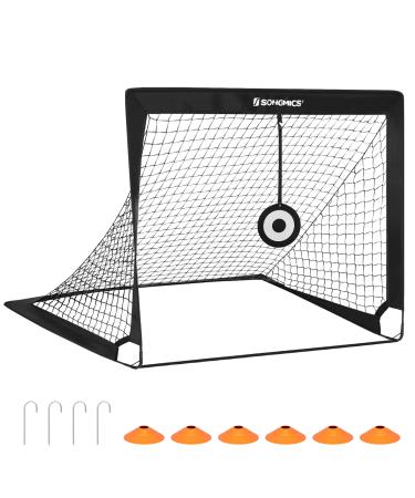 SONGMICS Portable Soccer Goal, Folding Kids Soccer Net with Target and Training Cones, for Backyard, Park, Garden, Beach, Quick Assembly 4 x 3 ft